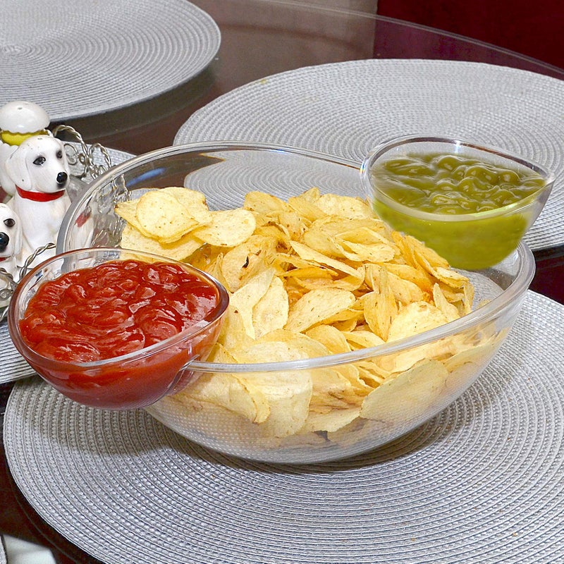 Roe & Moe Chip and Dip Acrylic Bowl Set (3L main bowl, 180ml dipping bowls) - Image 4